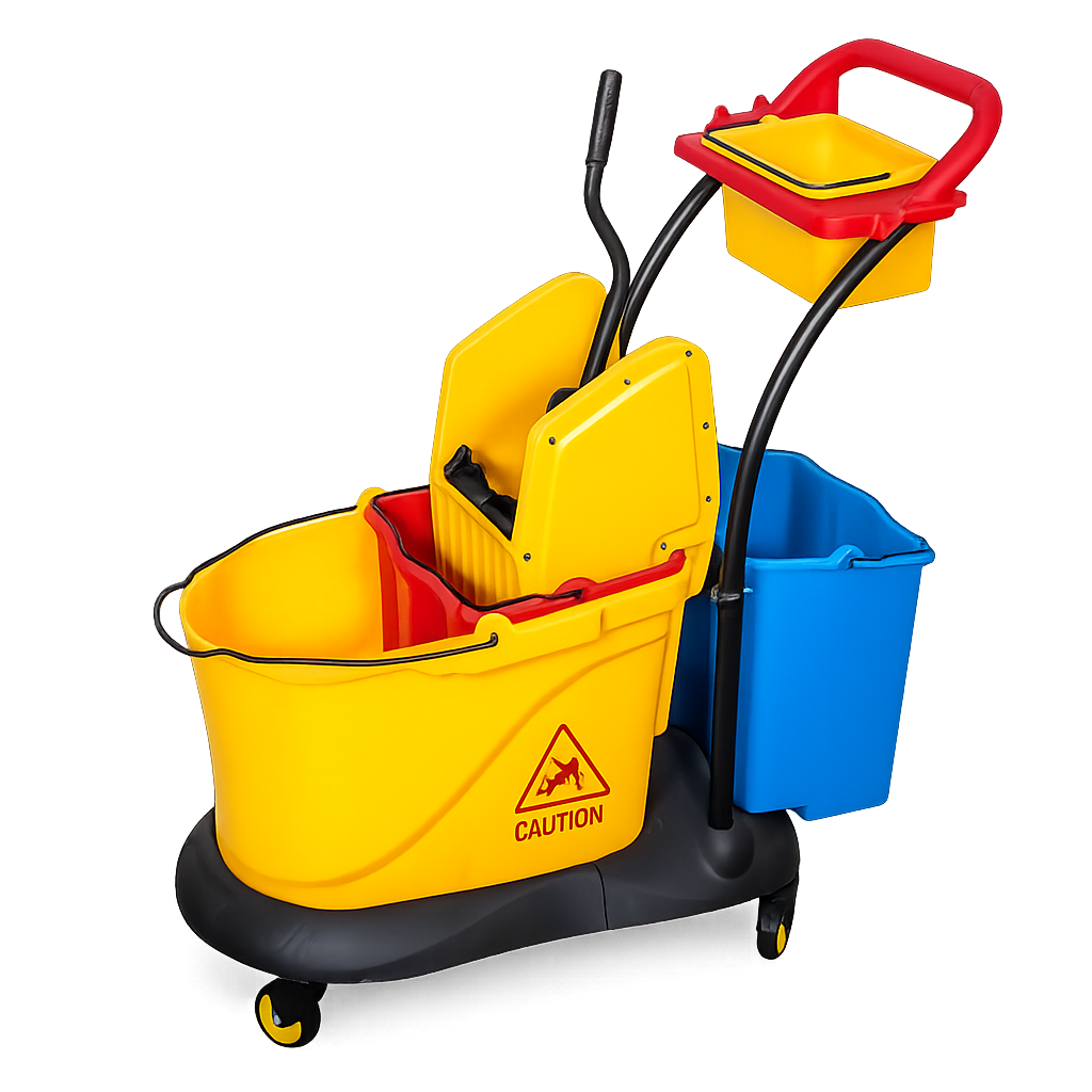 Three Bucket Mop Trolley B-045