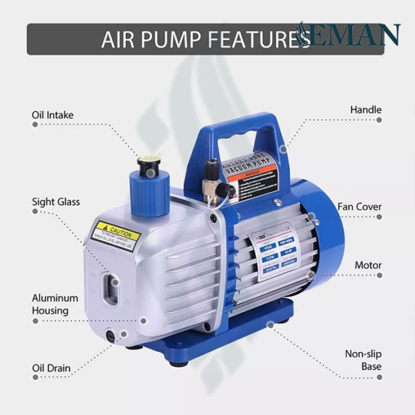 1/2 HP 5 CFM Dual Stage Rotary Vane HVAC Air Vacuum Pump - Image 4