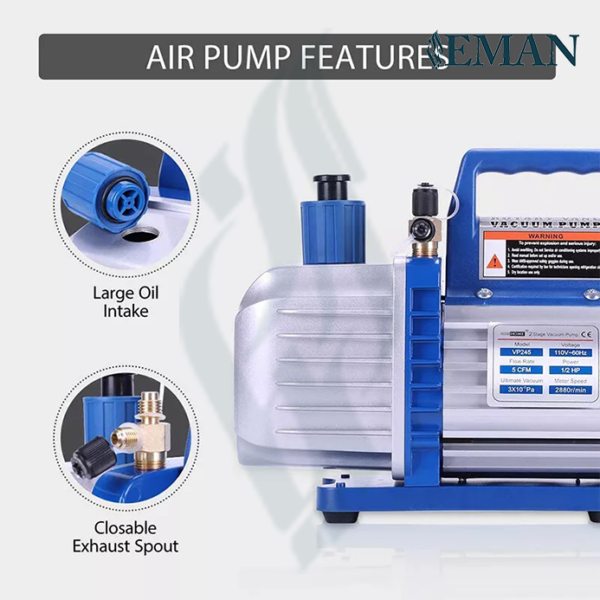 1/2 HP 5 CFM Dual Stage Rotary Vane HVAC Air Vacuum Pump - Image 3